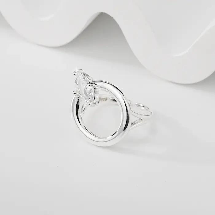 Bagues ajustables pour femmes en argent sterling 925 - Bague ouverte avec CZ étincelant