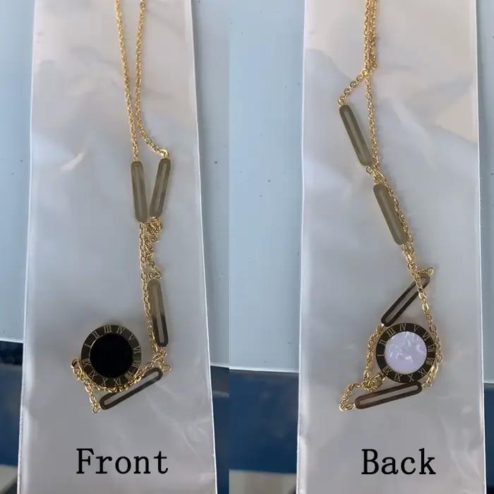 Collier plaquette numérique romaine en acier au titane pour femme bijou fantaisie élégant accessoire de fête pour occasions spéciales