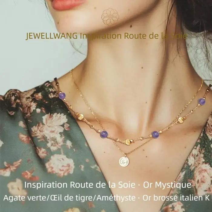 Collier en argent sterling 925 serti d'agate verte améthyste avec motif étoilé pour femmes, bijou de mode personnalisable, cadeau d'anniversaire, artisanat italien, collection luxe
