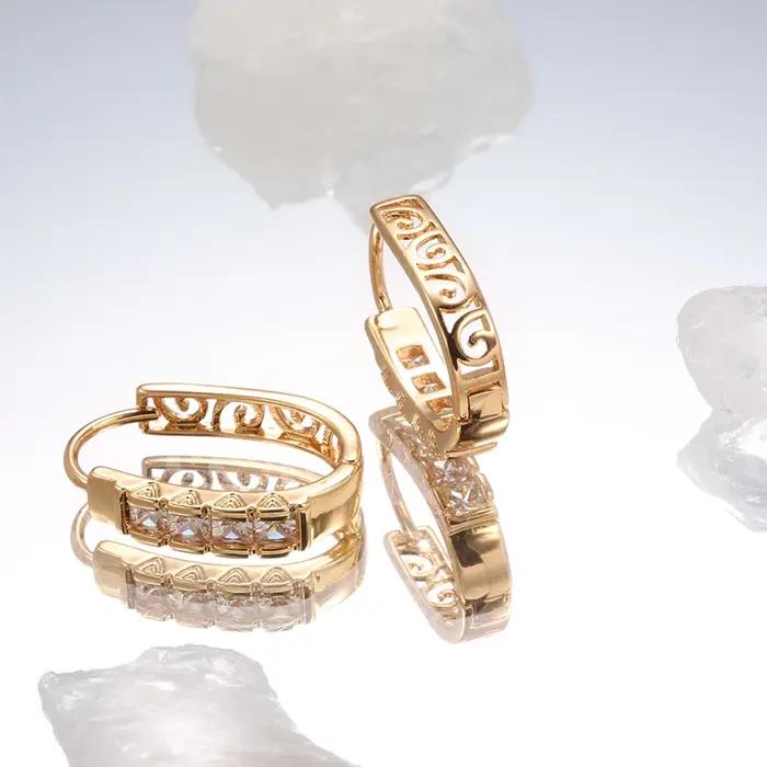 Kinel – boucles d'oreilles créoles en Zircon naturel pour femmes