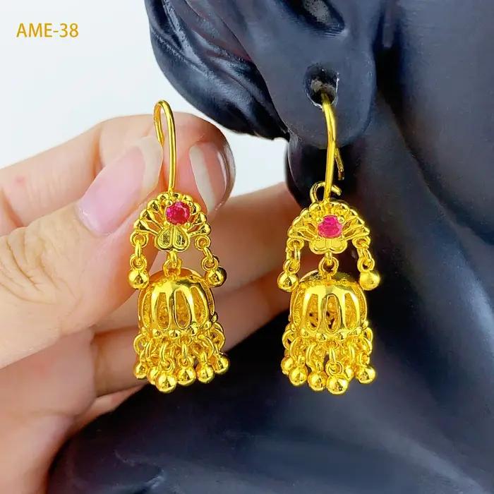 Boucles d oreilles bohèmes cloche pampilles en or 24k pour femmes élégantes occasions spéciales style italien
