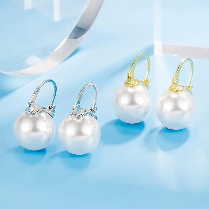Boucles doreilles argent sterling perles blanches femmes mariage fiancailles soirée festive elegant accessorize special occasions