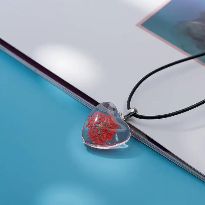 Pendentif en verre de coeur de pêche d'amoureux pour les femmes