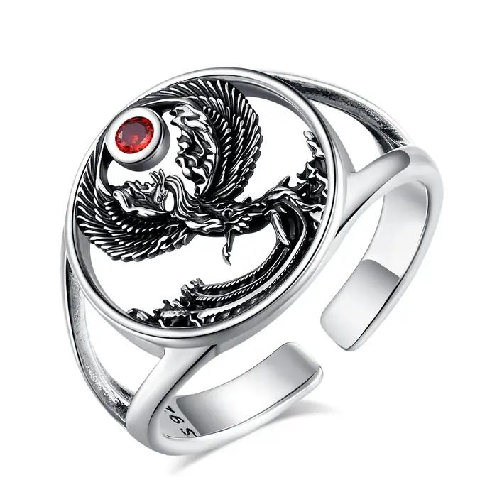 Eudora 925 bague réglable en argent Sterling Phoenix Vintage soleil