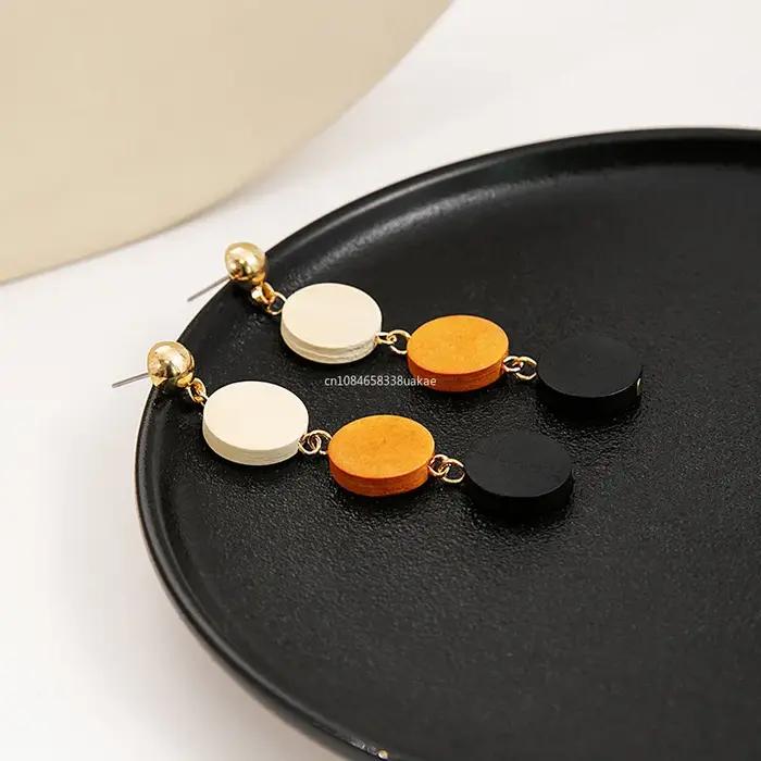 Boucles d'Oreilles Bohèmes Vintage Perlées en Bois pour Femmes Occasions Spéciales Style Géométrique Bohème