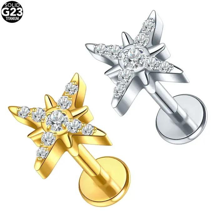 Boucle d'Oreille Tragus Élégante en Titane Pour Femmes Style Mode Bijoux de Corps Piercing Lèvre Boucles d'Oreille Occasions Spéciales