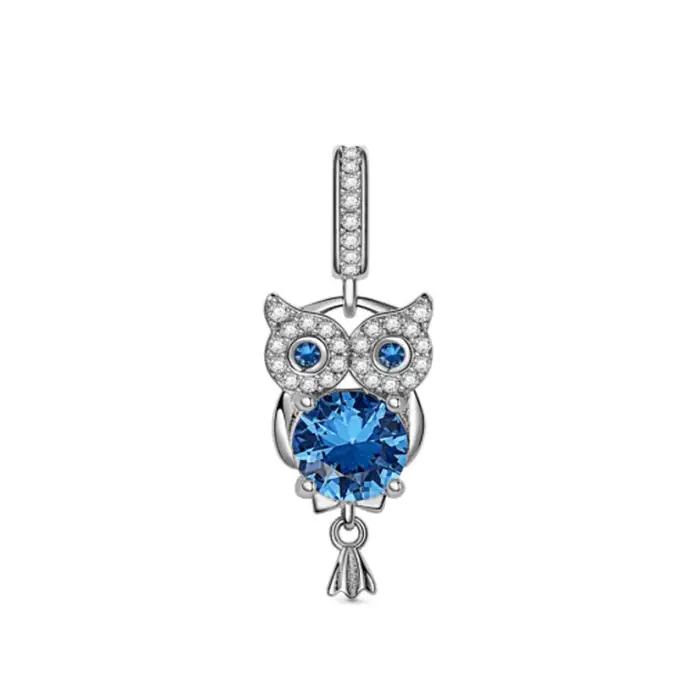 Pendentif en argent 925 motif palme bleue yeux papillon perle bracelet original accessoire diy bijou raffiné occasions spéciales