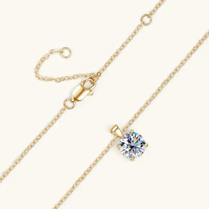 1.0 carat 2ct 3ct D Moissanite Solitaire goutte colliers 18k plaqué or pendentif Original réel 925 argent chaîne bijoux pour les femmes