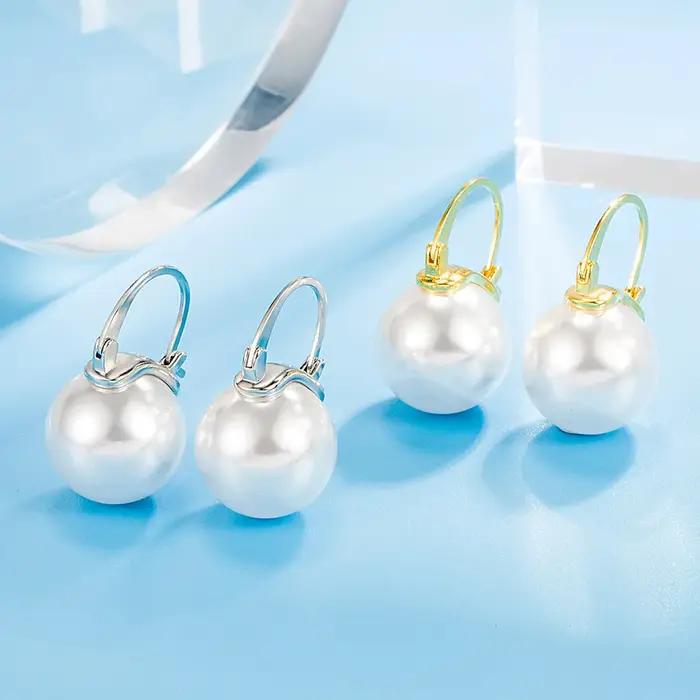 Boucles d'oreilles boule ronde en argent regardé S925 pour femme