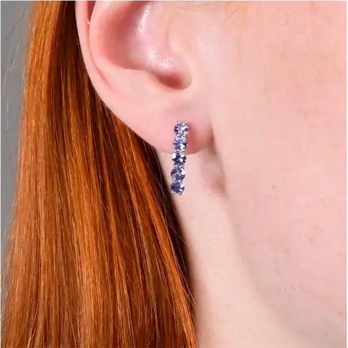 Boucles d'oreilles à Clip en argent Sterling 925 Nano Tanzanite pour femmes et filles