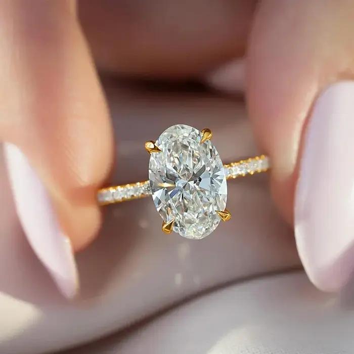 Bague ovale brillante en argent Sterling 925 pour femmes