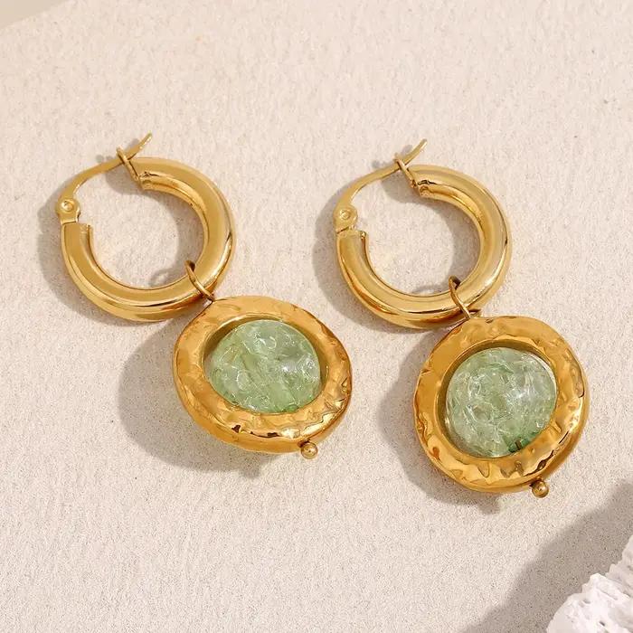 E.B.belle – boucles d'oreilles rondes créatives de couleur verte