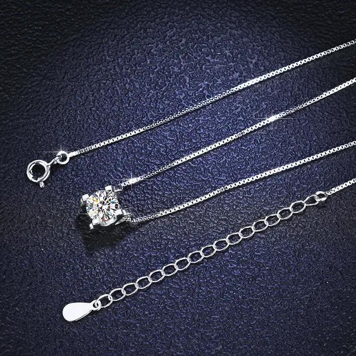 BagueRingen-Collier en argent regardé 925 avec pendentif en véritable moissanite pour femme