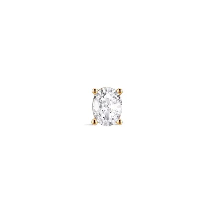 Boucle d'oreille en or 14K massif classique minimaliste ovale zirconium blanc pour piercing tragus occasions spéciales femmes