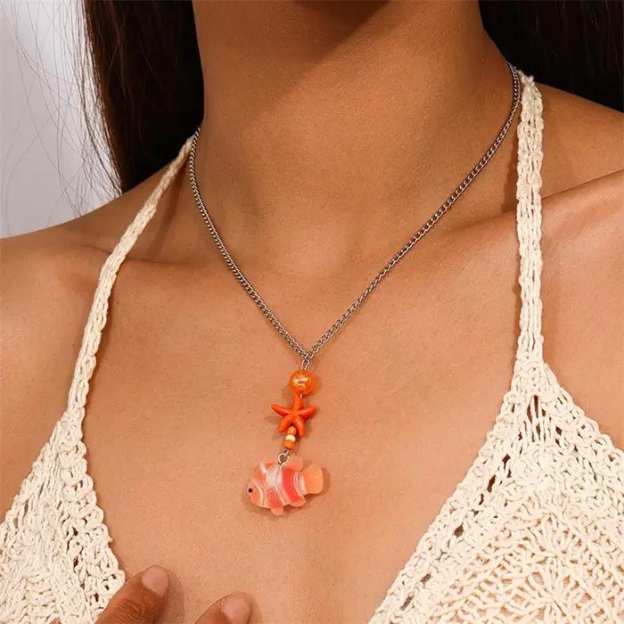 Collier étoile de mer tendance pour femmes et filles, bijoux de plage d'été, cadeaux