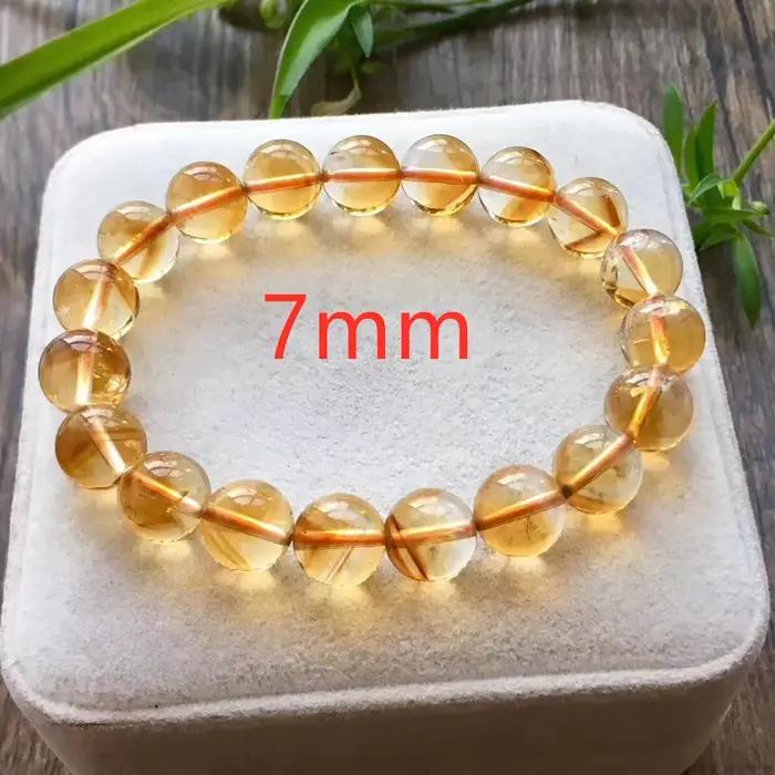 Bracelet de perles rondes en Citrine naturelle véritable pour femmes, 8mm, 9mm, 10mm, 11mm, 12mm, ca