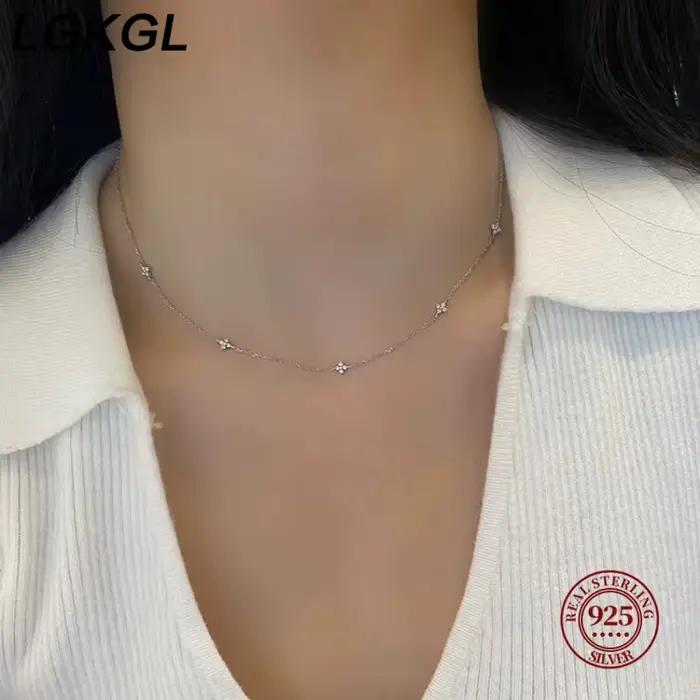 Jkeli – colliers français en argent Sterling 925 avec pendentif fleur à quatre feuilles pour femmes