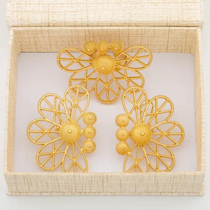 Ensemble de bijoux géométriques pour dames, boucles d'oreilles à pince et bague, collier africain de