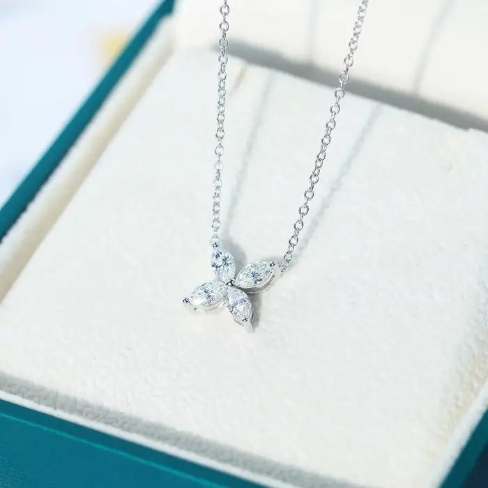 Collier en argent Sterling S925 avec trèfle à quatre feuilles pour femme