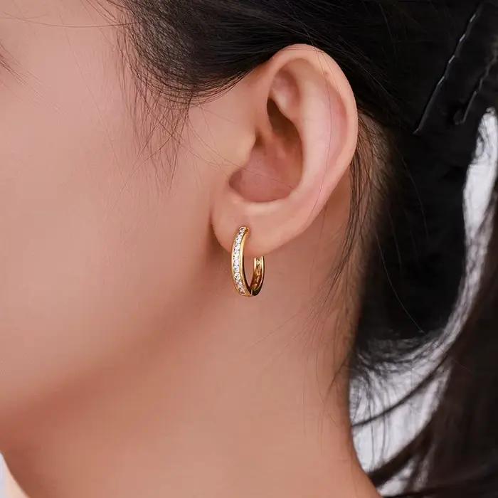 Boucles d'oreilles de luxe en or pur 24K 9999 pour femmes, boucles d'oreilles en diamant
