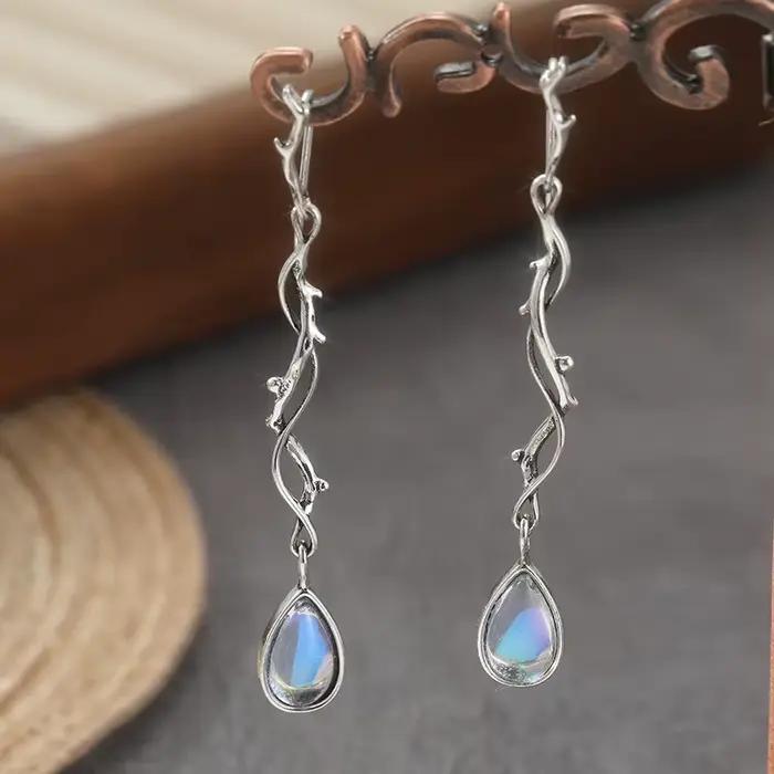 Boucles d'oreilles Vintage couleur argentée en forme de feuille de lierre pour femmes