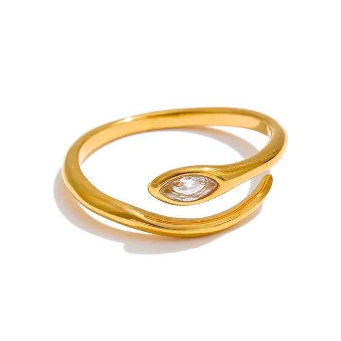 Yhpup – bague serpent réglable en acier inoxydable et zircone, plaqué or et platine, minimaliste, Ch