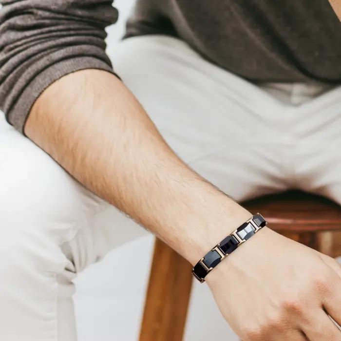 Bracelet ARADOO Premium en céramique avec titane acier inoxydable et tungstène pour homme et femme, élégant et multifonctionnel pour le fitness et le sommeil