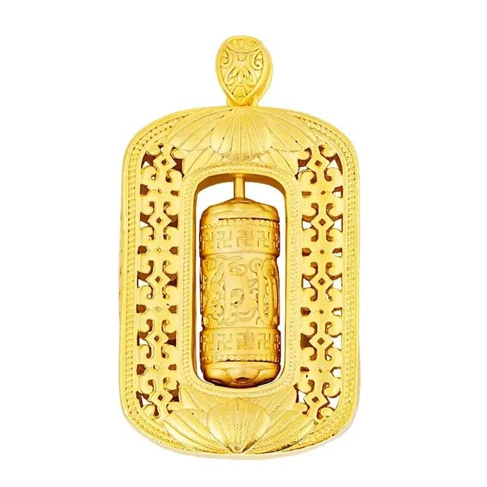 Ensembles de colliers pendentifs bouddhistes en or véritable 18 carats pour hommes et femmes