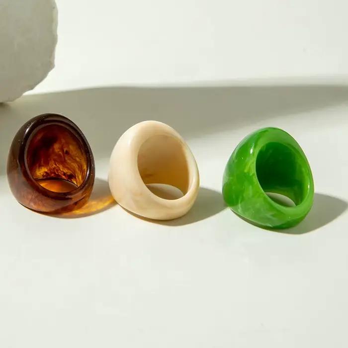 Tocona – bague bohème multicolore en acrylique avec bijoux à irrégularités géométriques