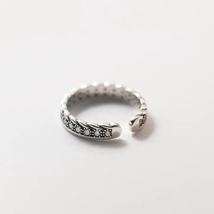 Bagues géométriques en argent sterling 925 avec zircon pour femmes et couples, bijoux élégants et lu