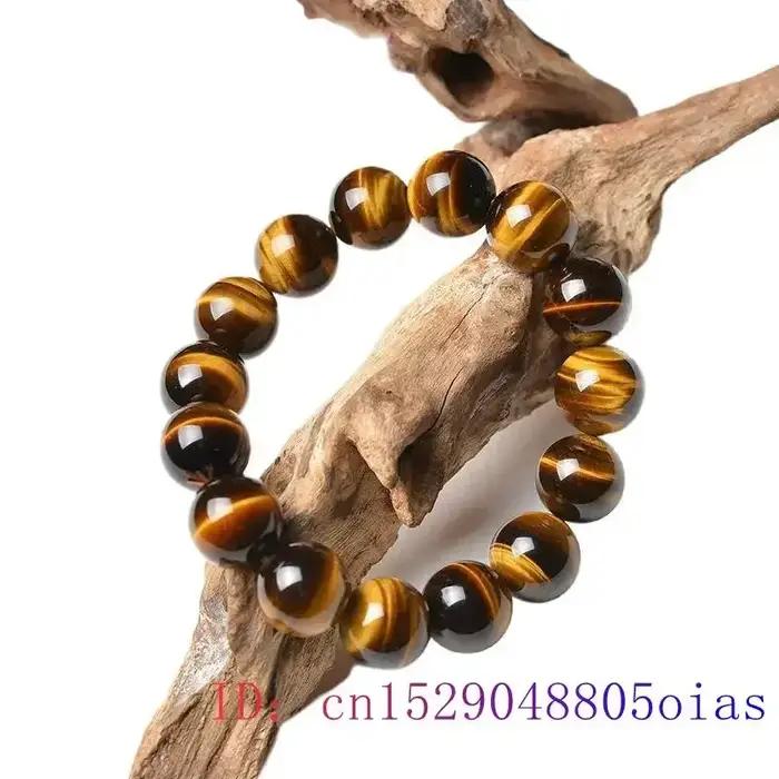 Bracelet de perles en Œil de Tigre vintage énergie véritable perle sculptée bijou pierre précieuse à la mode cadeau homme occasions spéciales