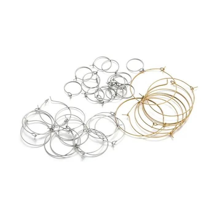 Boucles d'oreilles en fil de grand cercle en acier inoxydable doré