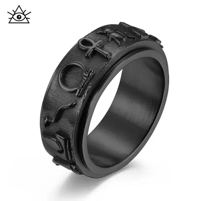 Bague rotative en acier au titane avec motif de belle signification