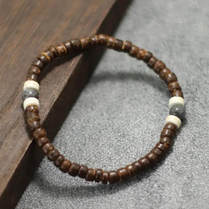 Bracelet en bois d'ampli naturel Howlite fait main pour homme et femme occasions spéciales cadeau anniversaire mariage professionnel