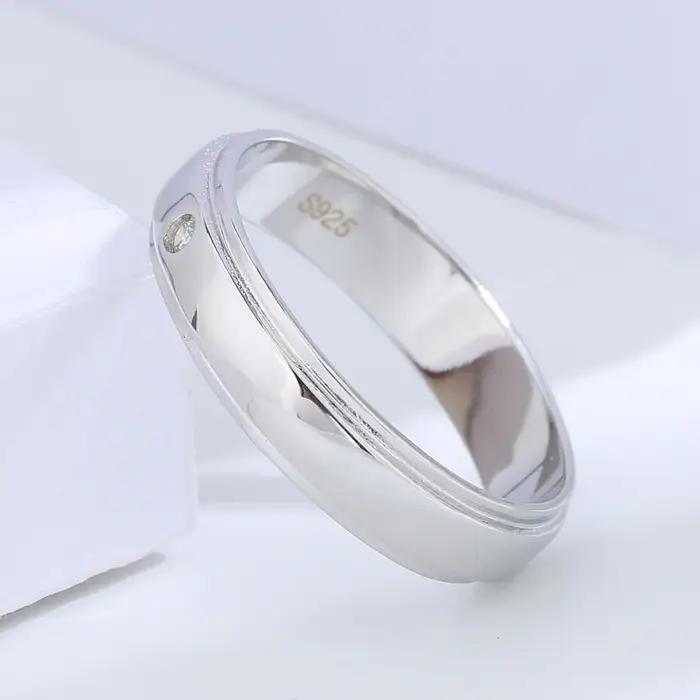 Buyee 925 bague de couple en argent Sterling blanc Zircon
