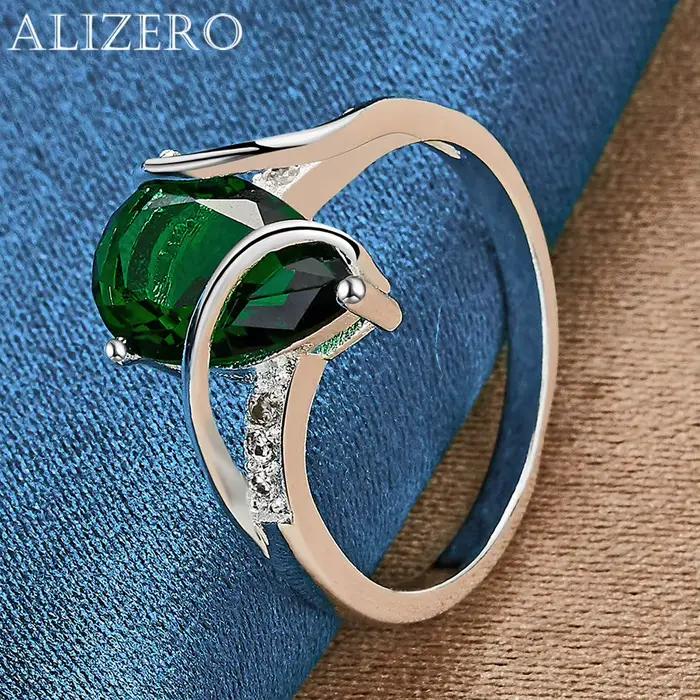 Bague émeraude en argent regardé 925 pour femme