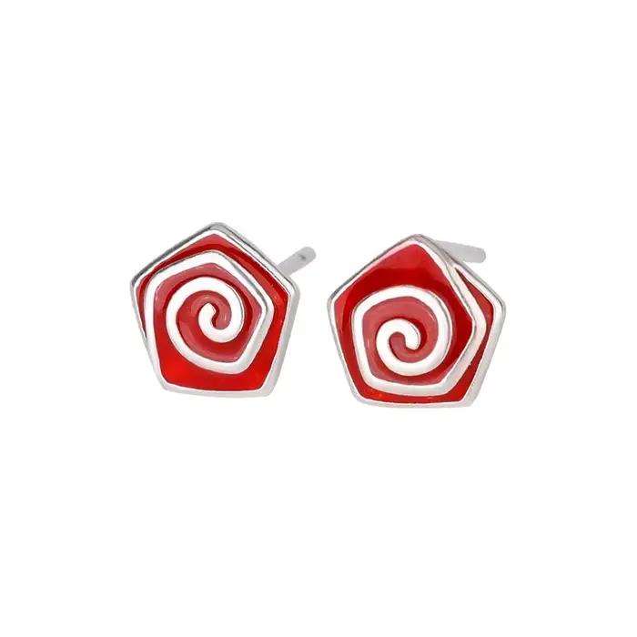 Uini Tail vente chaude nouveau 925 en argent sterling à la mode rouge rotatif fleur boucles d'oreilles doux et exquis fille oreille accessoires