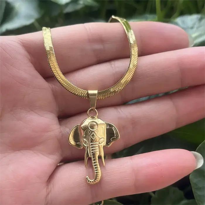 Collier chaîne à lame tête d'éléphant pour femmes, Punk, pendentif Long en acier inoxydable, hip hop, ras du cou, à la mode, 2023