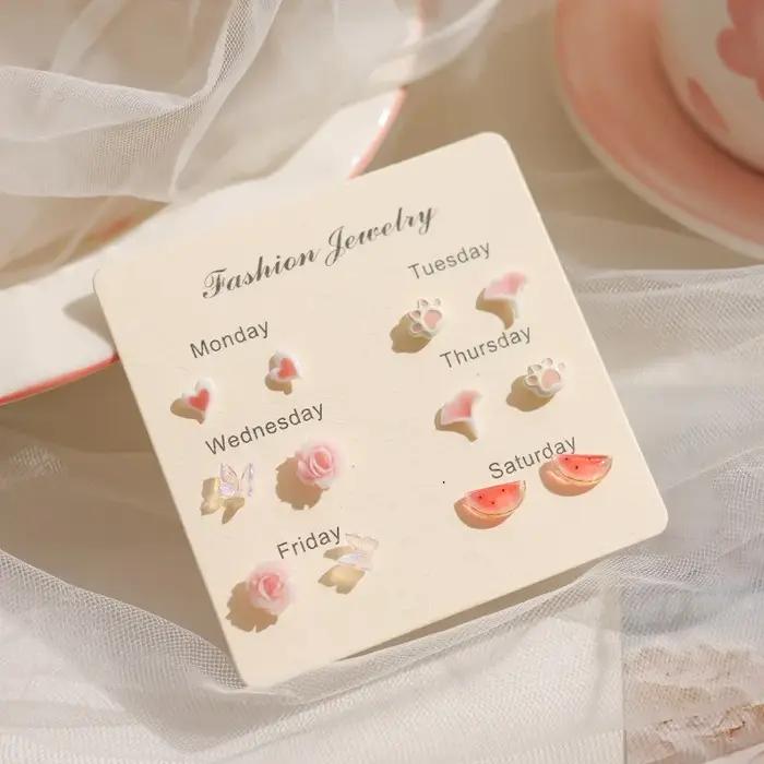 Boucles d'oreilles roses simples style Vitality Girl