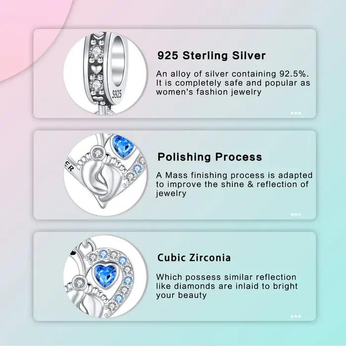 Breloque empreinte de pied de bébé en argent sterling 925 perle gravée I LOVE U FOREVER pendentif cœur pour maman cadeau spécial occasions familiales naissance anniversaire amour indestructible