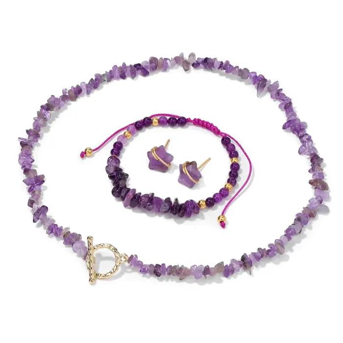 Ensemble de bijoux en pierre naturelle pour femme
