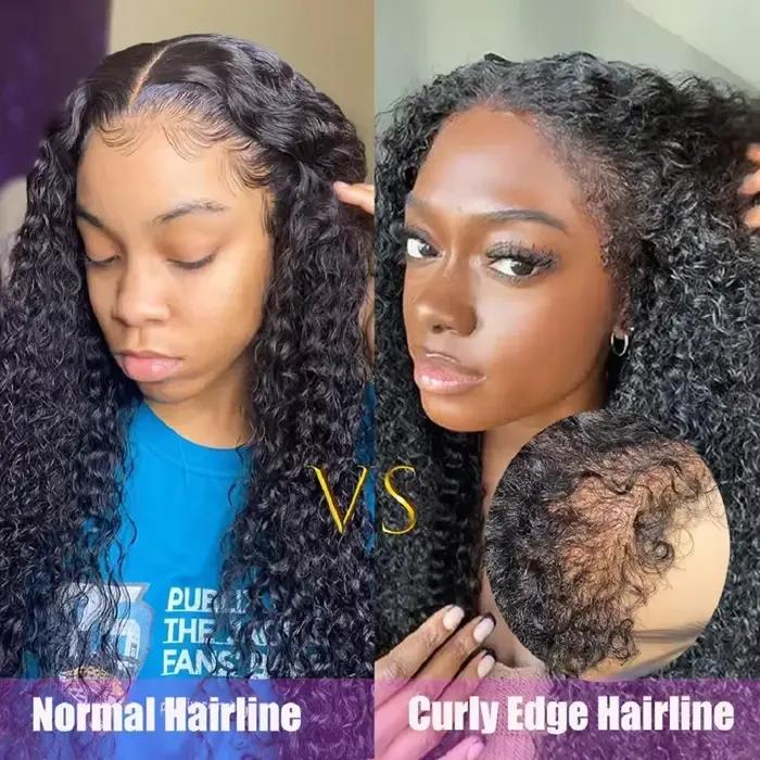 Perruques Lace Frontal en Cheveux Humains Bouclés Afro Kinky Curly 4C avec Bords Bouclés et Baby Hair, Perruque Lace Frontale HD 13x6
