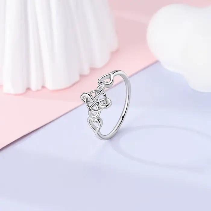 Bague en argent Sterling 925 avec nœud celtique