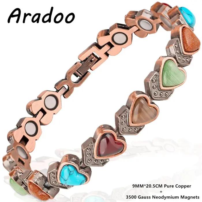 Bracelet en cuivre pur en forme de cœur pour femmes élégant tracker de fitness et sommeil pour occasions spéciales et quotidien