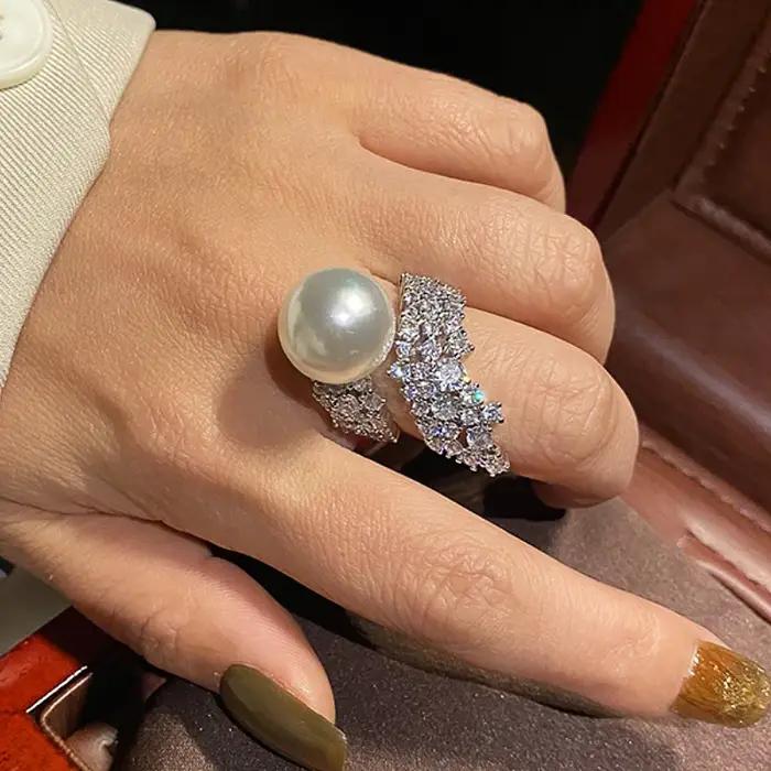 Huitan – bague de luxe en Imitation de perles pour femmes