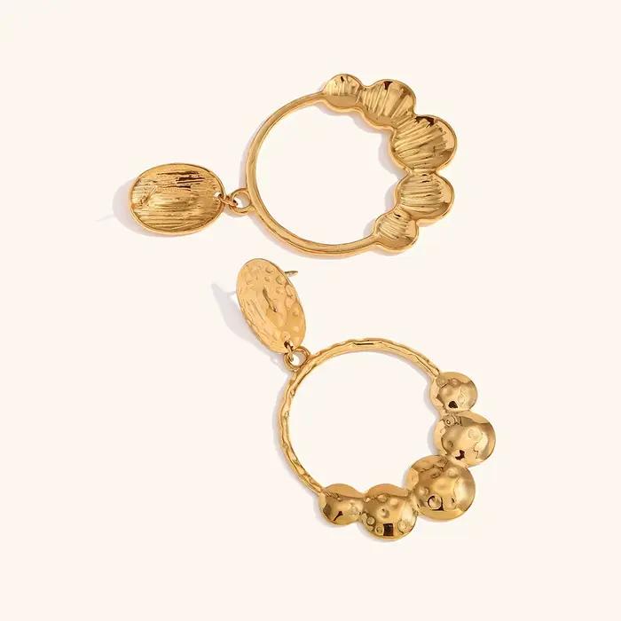 La.Muses – boucles d'oreilles rondes en acier inoxydable pour femmes, pendentif de luxe, mode, étanche, bijoux cadeau pour madame