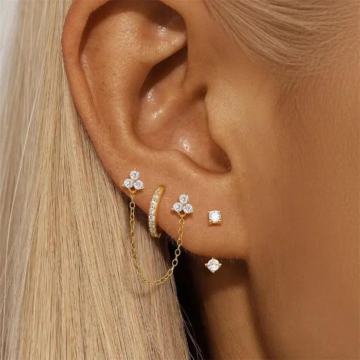 Ensemble de boucles d'oreilles de perçage pour femmes