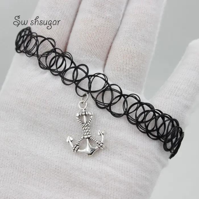 Collier élastique clavicule tatouage tour de cou ancre charme cou chaîne fête d'anniversaire remise des diplômes anniversaire vacances de noël