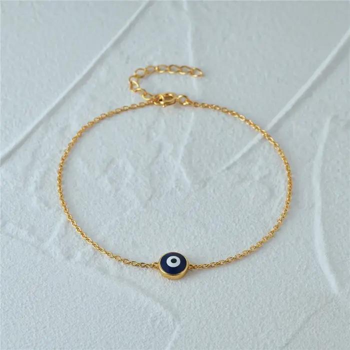Aide-Bracelet à breloques mauvais œil en émail pour femme