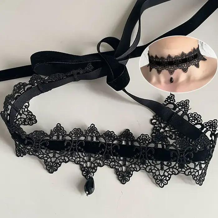 Collier gothique élégant en dentelle noire